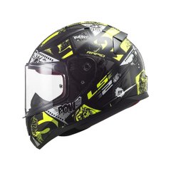 LS2 FF353 Rapid Mini Vignette Motorcycle Helmet, Size S, Black with Yellow