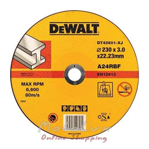 Cutting wheel DeWALT DT42601, for metal, 230x3x22.2 mm