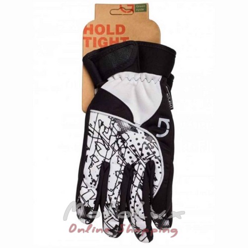 Gloves Green Cycle NC-2409-2014 Winter with closed fingers, size L, black n white