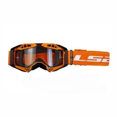 LS2 Aura motorcycle goggles, black with orange