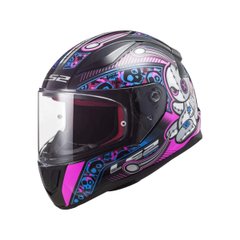 LS2 FF353 Rapid Mini Voodoo Motorcycle Helmet, Size L, Black with Pink