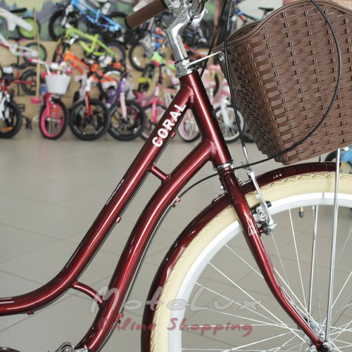 Городской велосипед Dorozhnik Coral, планетарная втулка, колесо 28 рама 19 2020, ruby