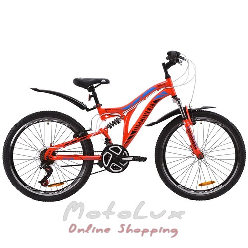 Teenage bike Discovery Rocket AM2 Vbr, wheel 24, frame 15, 2020, red n black n blue
