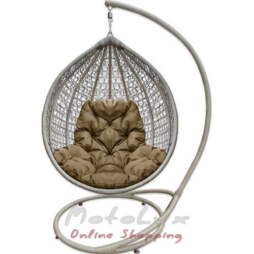 Garden hanging chair without a rack made of techno rattan, gray