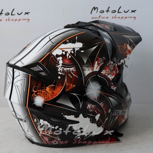 Шлем Nenki MX-310, black n orange, мотард, M