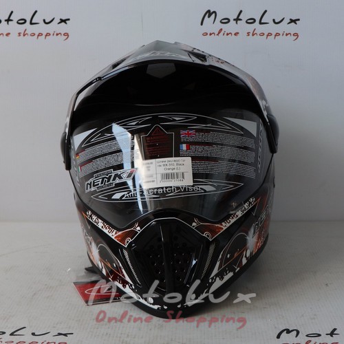 Шлем Nenki MX-310, black n orange, мотард, M