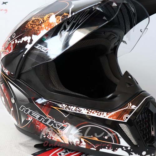 Helmet Nenki MX-310, black n orange, motard, M
