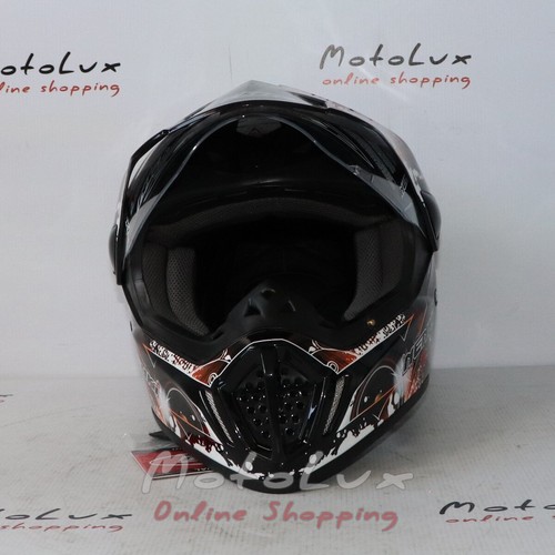 Helmet Nenki MX-310, black n orange, motard, M