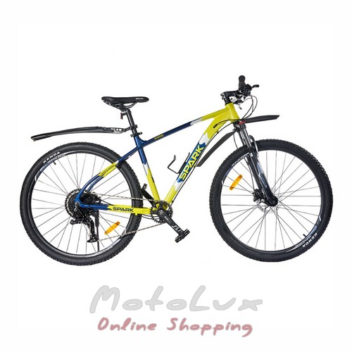 Spark X900 mountain bike, 29 wheel, 19 frame, yellow with blue