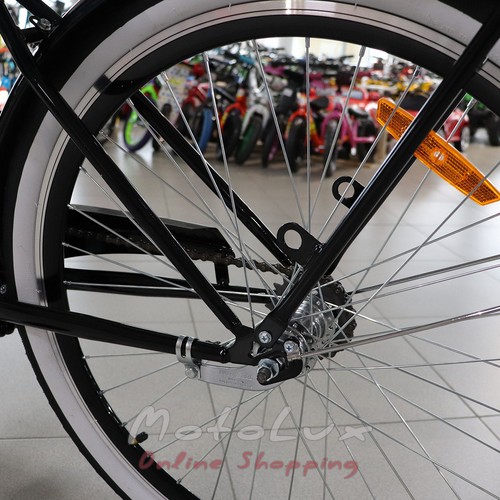 Городской велосипед Dorozhnik Lux, колесо 26, рама 17, черный с багажником
