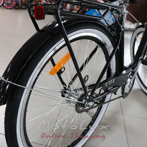 Mestský bicykel Dorozhnik Lux, koleso 26, rám 17, čierny s nosičom batožiny