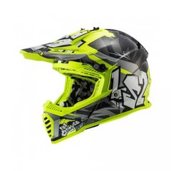 LS2 MX437 Fast Evo Mini Motorcycle Helmet, Size S, Black with Yellow