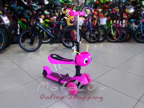 Gyerek roller BT-KS0057 3 kerekes műanyag, pink
