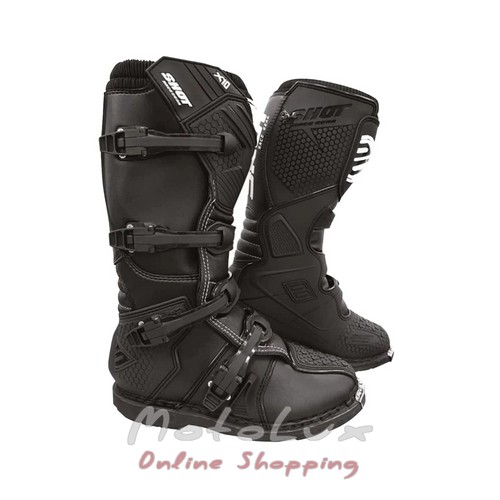 Shot Racing X-ONE Moto Boots, Size 44, Black