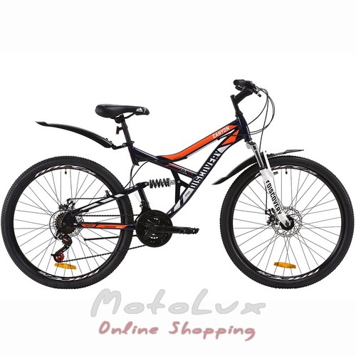 Горный велосипед Discovery Сanyon AM DD, колесо 26, рама 17,5, 2020, blue n orange