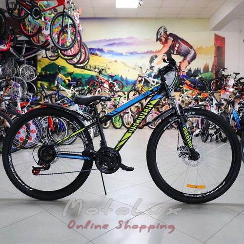Горный велосипед Discovery Trek AM DD, колесо 26, рама 13, 2020, black n green n blue