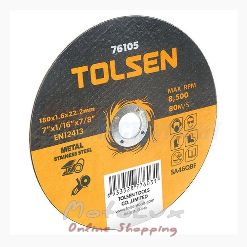 Cutting disc Tolsen 76107, for metal, 230*2*22.2mm