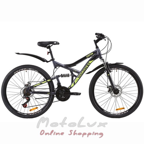 Гірський велосипед Discovery Сanyon AM DD, колесо 26, рама 17,5, 2020, green n grey