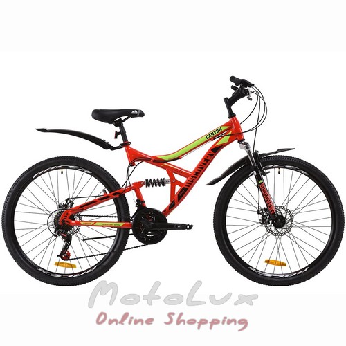 Гірський велосипед Discovery Сanyon AM DD, колесо 26, рама 17,5, 2020, red n green n black