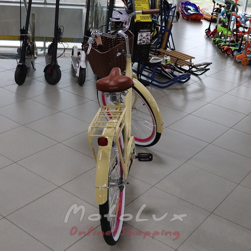 Городской велосипед Dorozhnik Lux, колесо 26, рама 17, бежевый с багажником