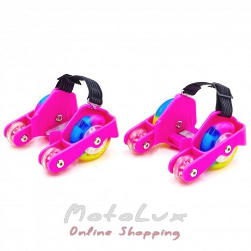 Heels rollers with a sliding system Record Flashing Wheel SK 6376, ABEC 7, four-wheel, pink