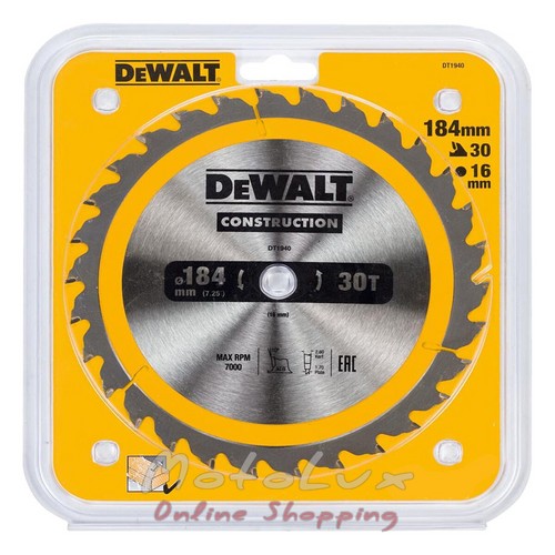 Saw blade DeWALT DT1940, universal 184mm