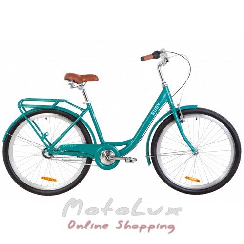 Городской велосипед Dorozhnik Ruby, колесо 26, рама 17, 2020, emerald