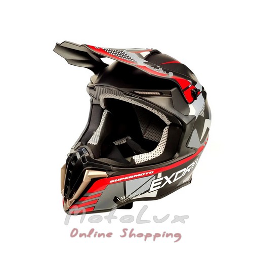 Motorcycle helmet Exdrive EX 806 MX matte, size L, red with black