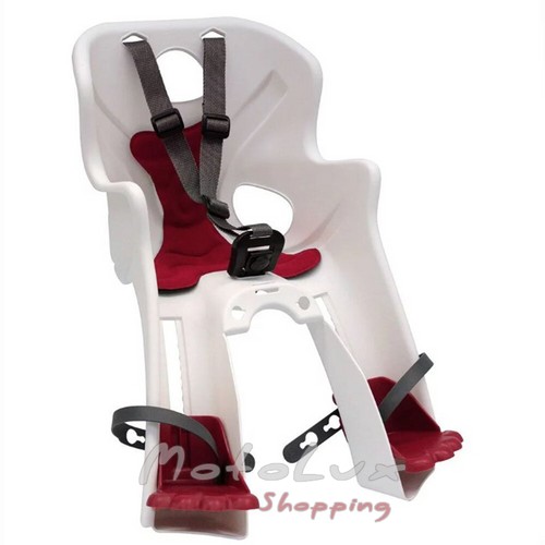 Сидіння переднє Bellelli Rabbit B-fix, до 15 кг, біле з червоною підкладкою