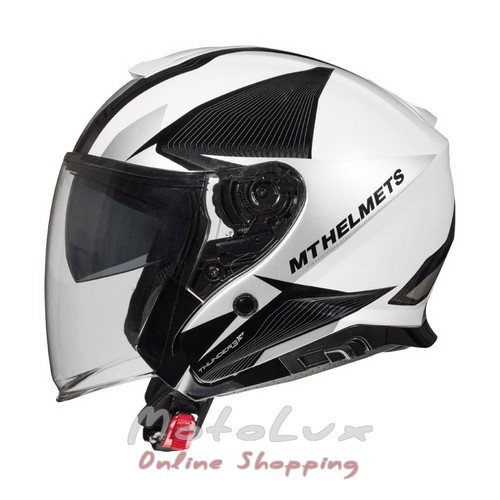 Motorcycle helmet MT Thunder 3 SV Jet Wing Gray, size S, black with white