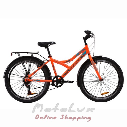 Подростковый велосипед Discovery Flint Vbr, колесо 24, рама 14, 2020, orange n blue n grey
