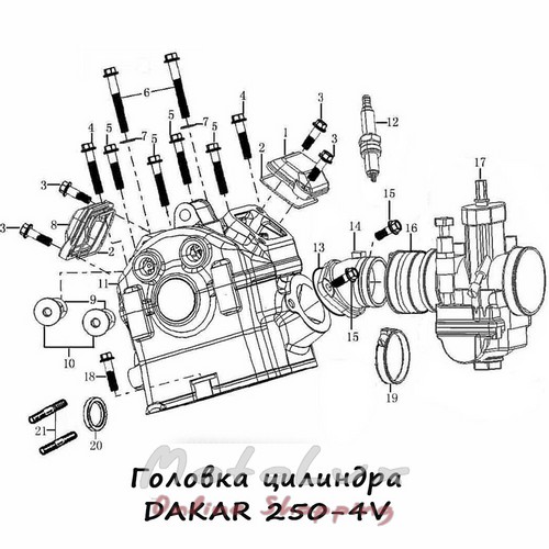 Threaded threaded axle of the rocker arm valve for Geon Dakar 250 - 4V