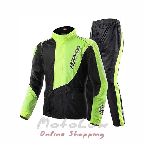 Scoyco RC01 rain suit, size L, black with green