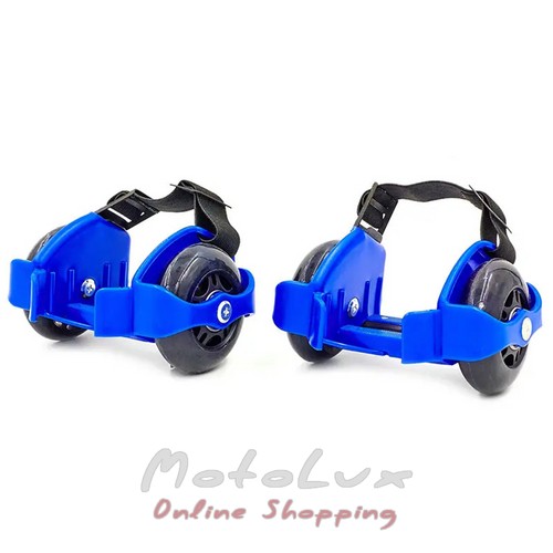 Ролики на пятку с расдвижной системой Record Flashing Roller SK-166, двухколесные, пластик, колеса PU, синий