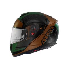 Motorcycle helmet MT Atom SV Adventure B6 Matt Green, size XXL, green with black with brown