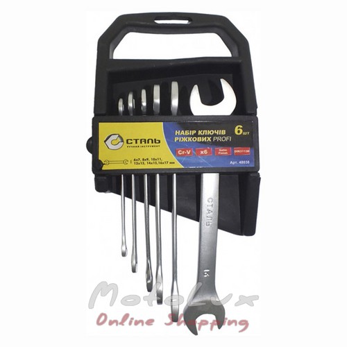Set of open-end wrenches Steel 23925, CRV 6 pcs, satin