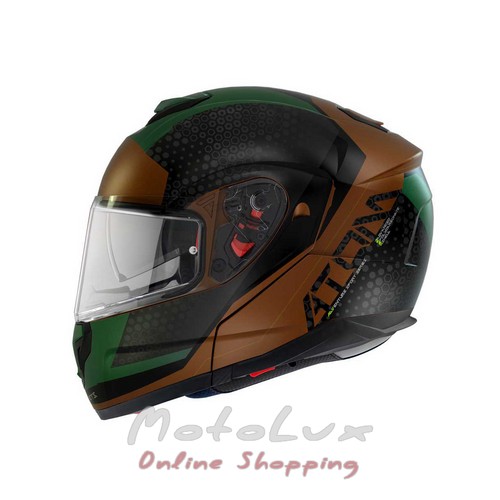 Motorcycle helmet MT Atom SV Adventure B6 Matt Green, size XXL, green with black with brown