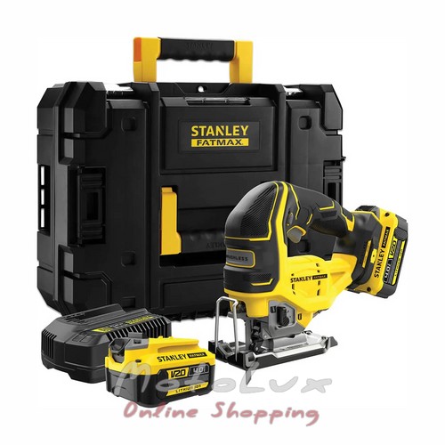 Stanley FatMax cordless jigsaw SFMCS650M2K, 2 batteries and spare parts in a plastic case