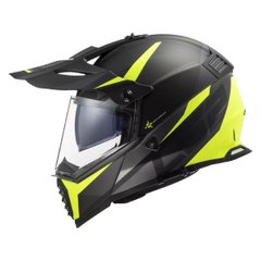 LS2 MX436 Pioneer Evo Router Motorcycle Helmet, Size M, Black with Yellow