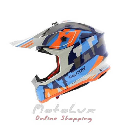MT Falcon MX802 Arya A7 motorcycle helmet, size XL, orange with blue