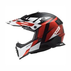 LS2 MX437 Fast Evo Strike Motorcycle Helmet, Size XL, Black with Red