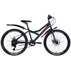 Підлітковий велосипед Discovery Flint DD, рама 13, колесо 24, 2022, green n red