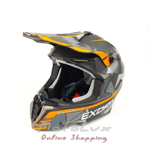 Exdrive EX 806 MX motorcycle helmet matte, size XL, black with orange