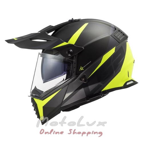 Motorcycle helmet LS2 MX436 Pioneer Evo Router, size XXL, black with yellow