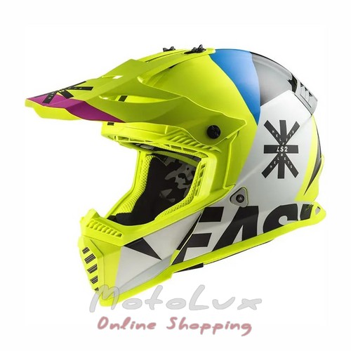 LS2 MX437 Fast Evo Heavy Motorcycle Helmet, Size L, White with Yellow