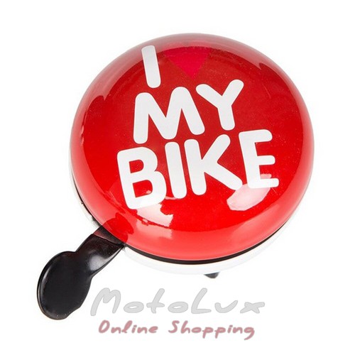 Дзвінок Green Cycle GBL-458 I love my bike діаметр 80 мм Red