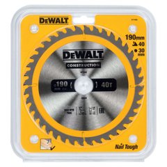 Saw blade DeWALT DT1945, 190 by 30 mm, 40 teeth, sharpening angle 10 degrees, tooth geometry, WZ, ATB