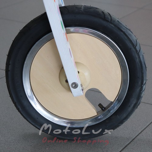 Children's begovel Kiddi Moto Kurve, wheel 12, white with color dots