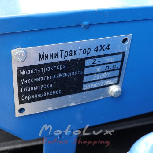 MotoLux Z-180 4x4 malotraktor, 18 HP