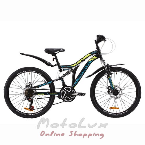 Teenage bike Discovery Rocket DD, wheel 24, frame 15, 2020, blue n black n yellow